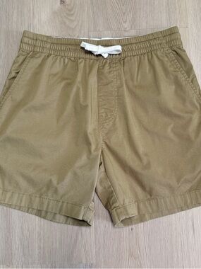 J Crew Factory Dark Khaki Twill Pull On Elastic Waistband Dock Shorts Small